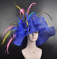 Royal Blue Kentucky Derby Hat: Wide Brim Sinamay Feather Fascinator