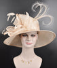Champagne Wide Brim Sinamay Hat, Kentucky Derby Hat, Church hat, Tea Party Hat, Custom hat, Formal Hat, Fashion Hat