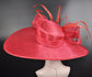 Red Feather Kentucky Derby Hat: Wide Brim Sinamay Ascot Hat
