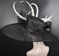 Black +Ivory Off White Kentucky Derby hat, Church hat, Wedding hat, Easter hat, Mother of Bride hat, Ascot hat, Wide Brim Sinamay Hat