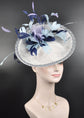 White Navy Blue Lavender Powder Blue Sinamay Fascinator Hat Kentucky Derby Hat Tea Wedding Party Hat