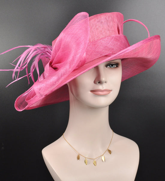 Hot Pink Kentucky Derby Hat: Medium Brim Sinamay Millinery