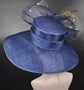 Navy Blue Sinamay Kentucky Derby Hat: Wide Brim Peacock Feather Wedding