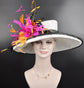 Sinamay Kentucky Derby Hat: Wide Brim Feather Ascot Hat