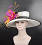Sinamay Kentucky Derby Hat: Wide Brim Feather Ascot Hat
