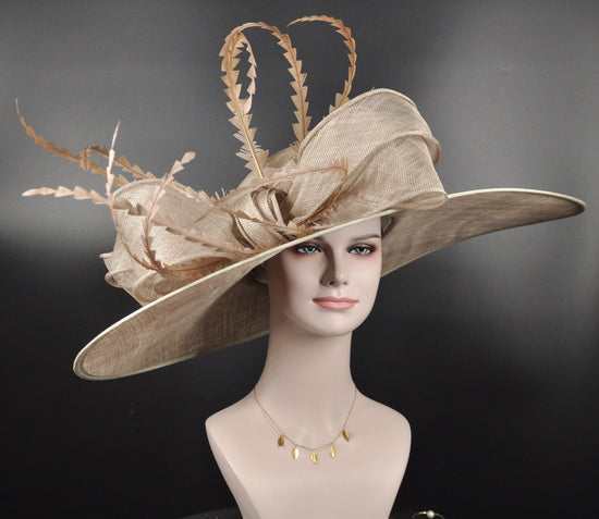 22089 Taupe+More colors Options Royal Ascot Horse Race Oaks day hat Carriage Tea Party Wedding Kentucky Derby Hat Party Hat
