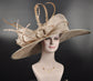 Taupe Feather Derby Hat, Royal Ascot Tea Party Hat