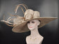 Taupe Feather Derby Hat, Royal Ascot Tea Party Hat