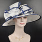 Navy & White Sinamay Derby Hat: Kentucky Church Wedding Ascot Race