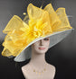 Powder Blue Sinamay Derby Hat: Yellow Ascot Race Day Wedding Hat