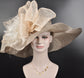 Church Kentucky Derby Hat Carriage Tea Party Wedding Wide Brim Sinamay Hat Taupe + taupe More Colors Options Oaks day Royal Ascot Hat