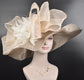 Church Kentucky Derby Hat Carriage Tea Party Wedding Wide Brim Sinamay Hat Taupe + taupe More Colors Options Oaks day Royal Ascot Hat