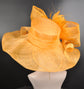 Orange Feather Flower Kentucky Derby Hat: Jumbo Sinamay Brim