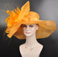 Orange Feather Flower Kentucky Derby Hat: Jumbo Sinamay Brim