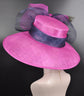 Wide Brim Sinamay Derby Hat: Hot Pink, Navy, Peacock Feather