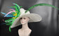 Wide Brim Sinamay Derby Hat: Feather Ascot Hat