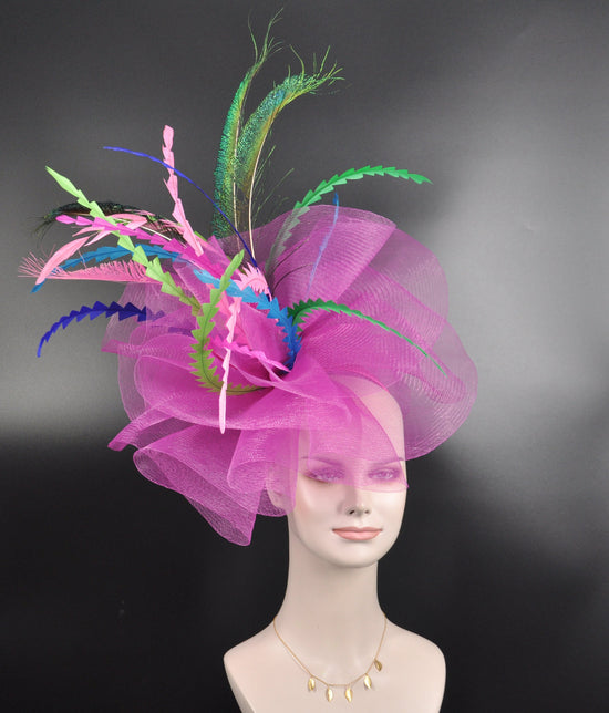Hot Pink Fascinator Hat: Kentucky Derby, Tea Party, Wedding