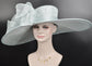 Powder Blue Derby Hat: Sinamay Bow, Feather Ascot Hat