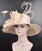 Champagne Wide Brim Sinamay Hat, Kentucky Derby Hat, Church hat, Tea Party Hat, Custom hat, Formal Hat, Fashion Hat