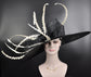 Black +Ivory Off White Kentucky Derby hat, Church hat, Wedding hat, Easter hat, Mother of Bride hat, Ascot hat, Wide Brim Sinamay Hat