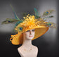 Church Kentucky Derby Hat Carriage Tea Party Wedding Wide Brim Women&