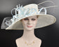 Lilac Sinamay Wide Brim Derby Hat: Feather Flower Ascot Hat