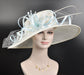 Lilac Sinamay Wide Brim Derby Hat: Feather Flower Ascot Hat