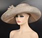 Church Kentucky Derby Carriage Tea Party Wedding Wide Brim  Royal Ascot Horse Race Oaks day hatTaupe