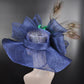 Navy Sinamay Kentucky Derby Hat: Wide Brim Feather Church Hat