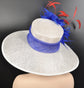 Wide Brim Sinamay Hat Church Kentucky Derby Hat Carriage Tea Party Wedding  W Jumbo Feather Flower white +more colors options
