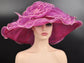 Violet Organza Derby Hat: Big Bow Flower, 7" Brim