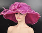 Violet Organza Derby Hat: Big Bow Flower, 7" Brim
