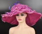 Violet Organza Derby Hat, Wide Brim, Big Bow, Wedding Tea Party