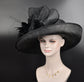 Black Sinamay Kentucky Derby Hat: Wide Brim Feathered Ascot Hat