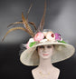 Wide Brim Sinamay Derby Hat: Ivory Floral Kentucky Race Day Hat