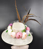 Wide Brim Sinamay Derby Hat: Ivory Floral Kentucky Race Day Hat