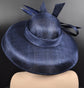 Audrey Hepburn Style Dome Hat Kentucky Derby Hat Tea Party Carriage Party 3 Layers Wide Brim Sinamay Hat Navy Blue