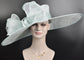 Powder Blue Derby Hat: Sinamay Bow, Feather Ascot Hat