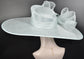Powder Blue Derby Hat: Sinamay Bow, Feather Ascot Hat