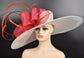 White Kentucky Derby Hat: Red Feather Ascot Fascinator