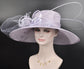 Lilac Wide Brim Sinamay Kentucky Derby Hat: Feather Flower Ascot Hat