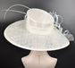 Lilac Sinamay Wide Brim Derby Hat: Feather Flower Ascot Hat