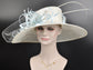 Lilac Sinamay Wide Brim Derby Hat: Feather Flower Ascot Hat