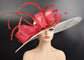 White Kentucky Derby Hat: Red Feather Ascot Fascinator