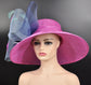Church Kentucky Derby HatCarriage Tea Party Wedding Wide Brim Royal Ascot Hat Sinamay Hat Hot Pink w Navy Blue Poweder Blue Turquoise Pink