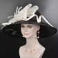Wide Brim Sinamay Derby Hat: Black & Ivory Wedding Ascot Race Day