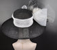 Church Kentucky Derby Hat Wide Brim Sinamay Hat  Carriage Tea Party Wedding  Black w White