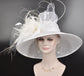 Church Kentucky Derby Hat Carriage Tea Party Wedding  Feather Flowers  Jumbo Bows and Ostrich  Quills White