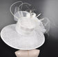 Church Kentucky Derby Hat Carriage Tea Party Wedding  Feather Flowers  Jumbo Bows and Ostrich  Quills White