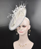 White Sinamay Fascinator: Feather Flower Kentucky Derby Hat